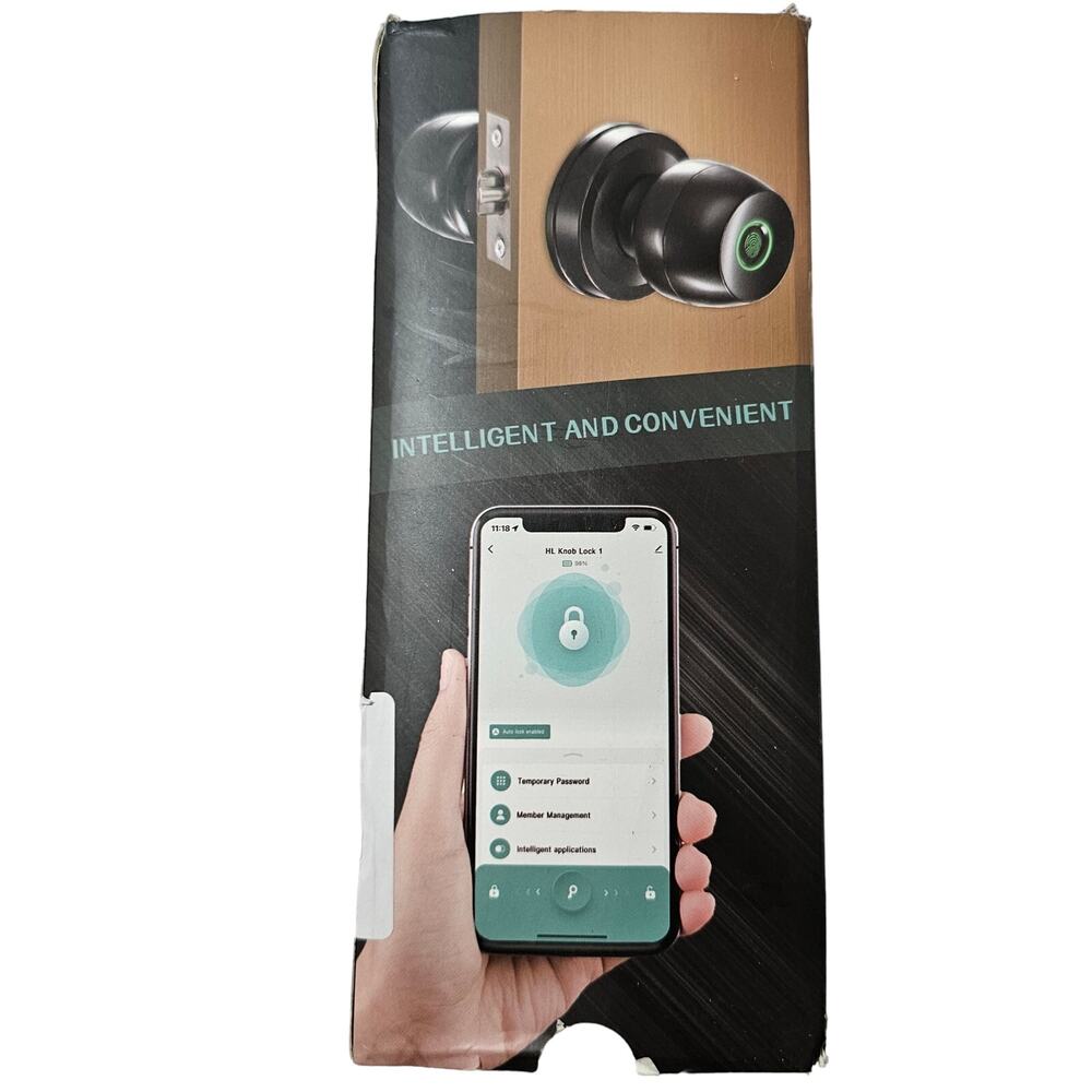 Smart Knob Fingerprint Access and App Control Phone Unlock Black Door Lock